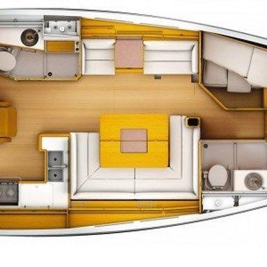 Drawing of Alyeska sailboat interior layout