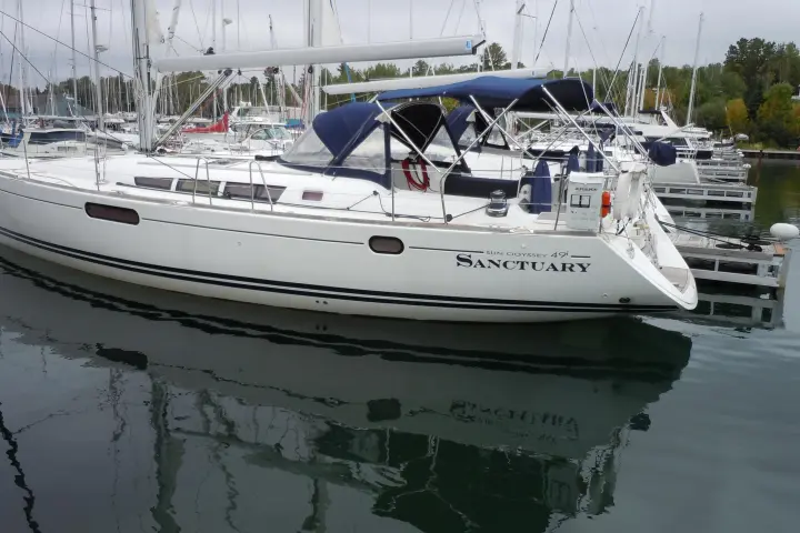 Side view of Sanctuary sailboat