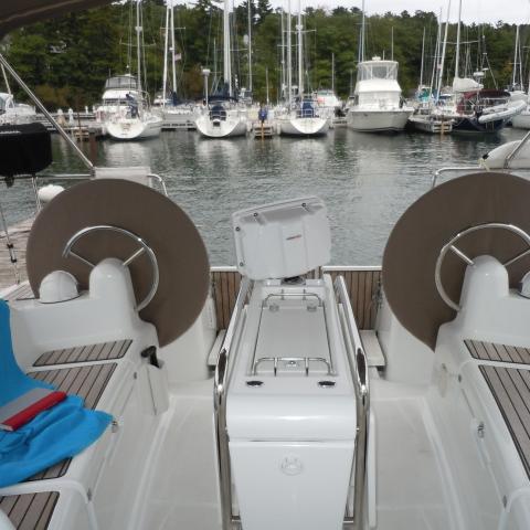 Outside deck of 40' sailboat