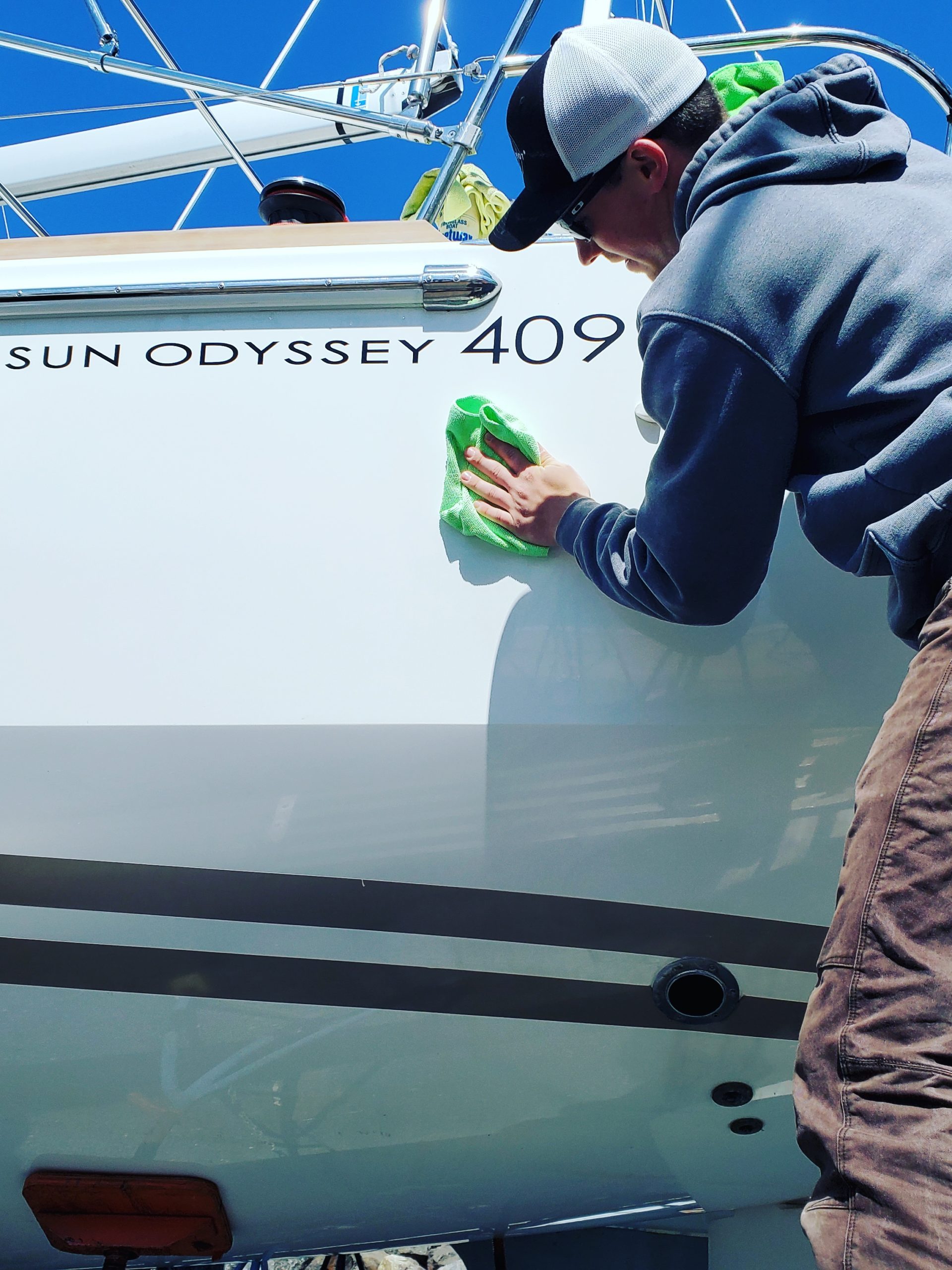 a man sitting on a boat