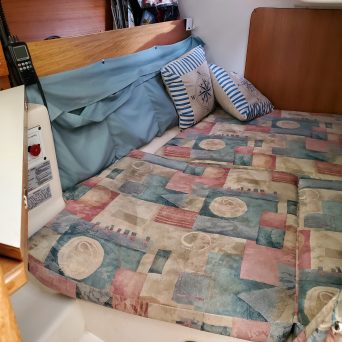 a person sitting on a bed