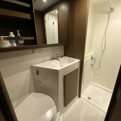 a view of the shower and sink